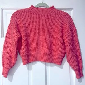 Hot Pink Cropped Knit Sweater